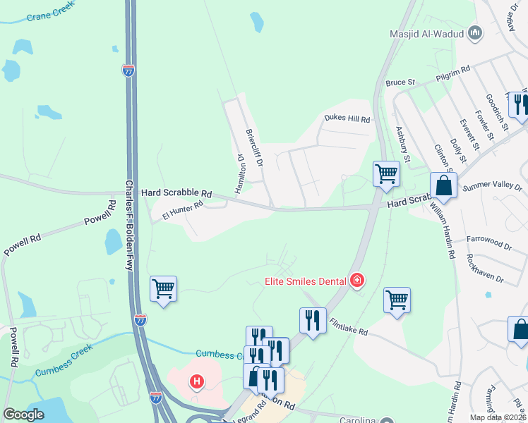 map of restaurants, bars, coffee shops, grocery stores, and more near 2229 HardScrabble Road in Columbia