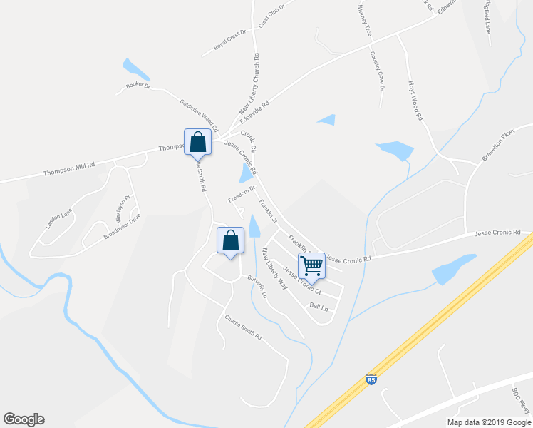 map of restaurants, bars, coffee shops, grocery stores, and more near 108 Franklin Street in Braselton