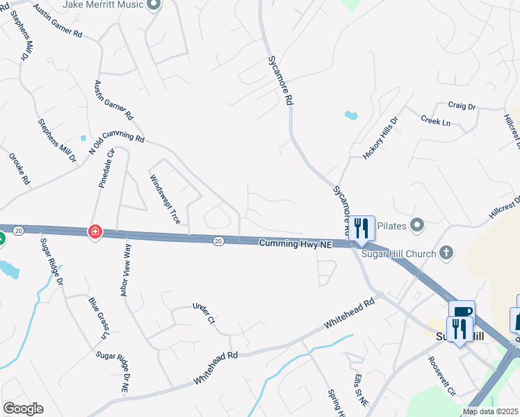 map of restaurants, bars, coffee shops, grocery stores, and more near 1010 J Dorothy Place in Sugar Hill