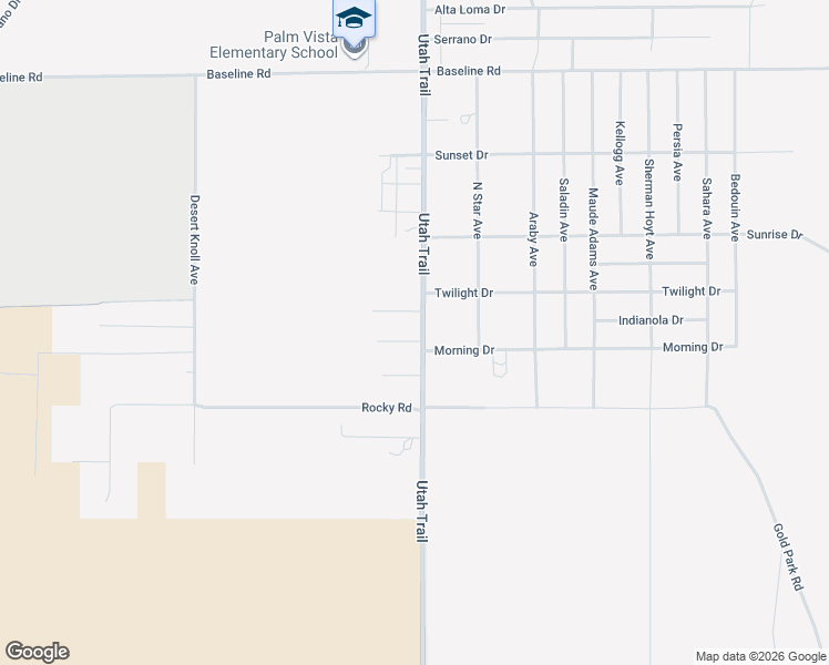 map of restaurants, bars, coffee shops, grocery stores, and more near 74488 Morning Drive in Twentynine Palms