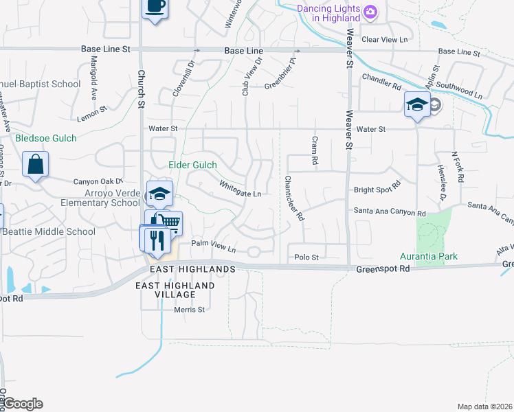 map of restaurants, bars, coffee shops, grocery stores, and more near 7721 Somerset Lane in Highland