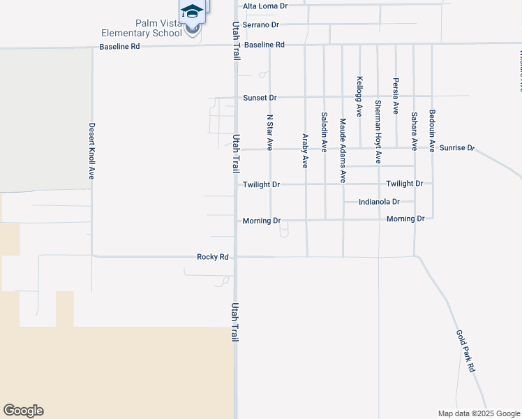 map of restaurants, bars, coffee shops, grocery stores, and more near 7770 North Star Avenue in Twentynine Palms