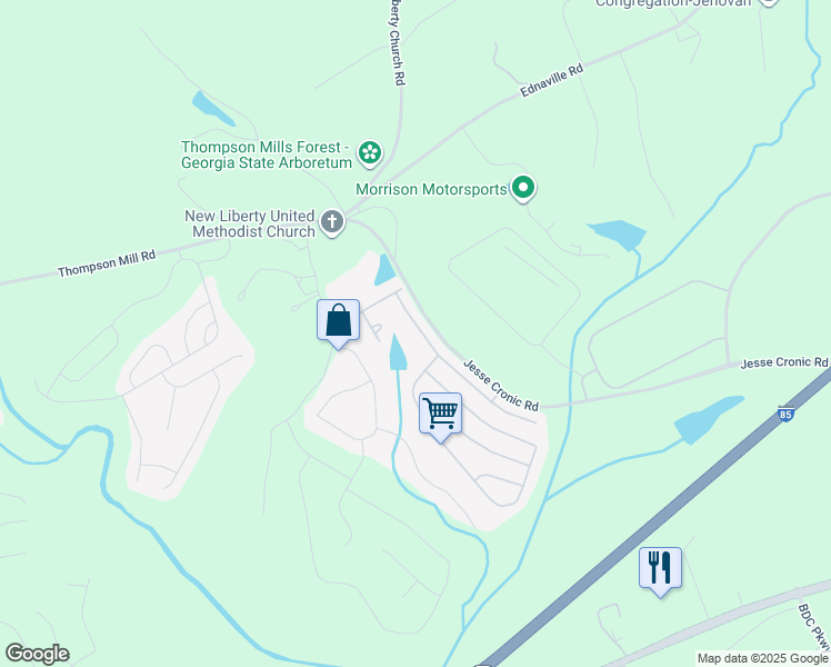 map of restaurants, bars, coffee shops, grocery stores, and more near 108 Franklin Street in Braselton