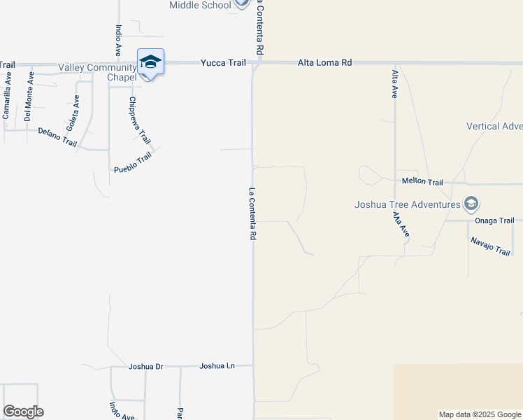 map of restaurants, bars, coffee shops, grocery stores, and more near 7645 La Contenta Road in Yucca Valley