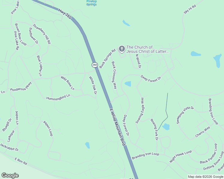 map of restaurants, bars, coffee shops, grocery stores, and more near 3032 Timber Line Road in Pinetop-Lakeside