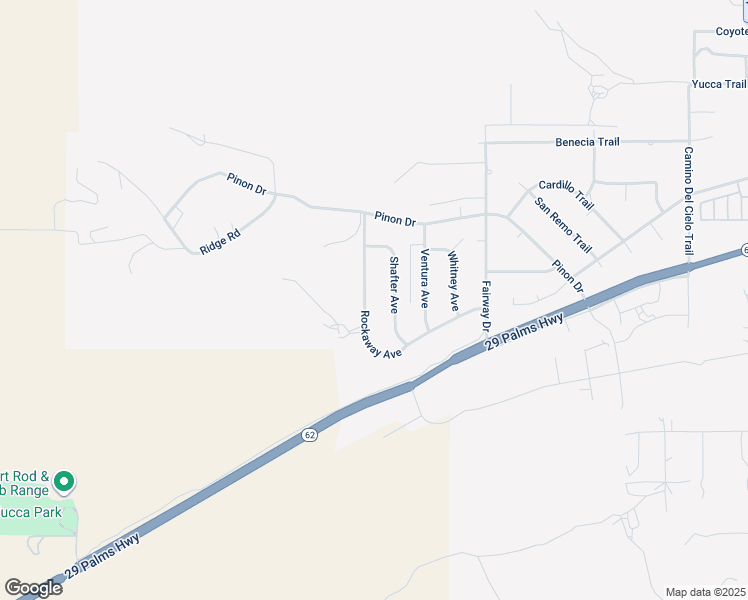map of restaurants, bars, coffee shops, grocery stores, and more near 7559 Rockaway Avenue in Yucca Valley