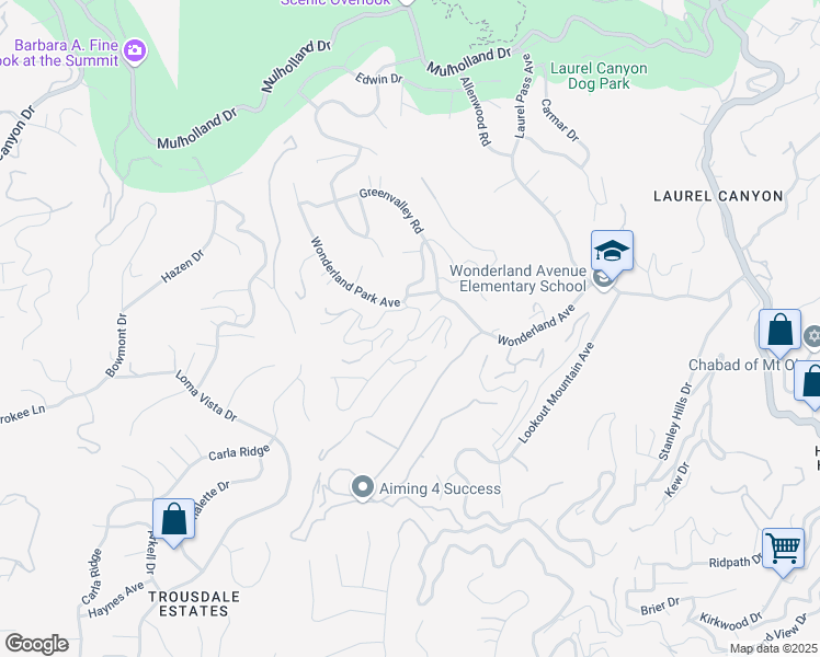 map of restaurants, bars, coffee shops, grocery stores, and more near 8862 Hollywood Hills Road in Los Angeles
