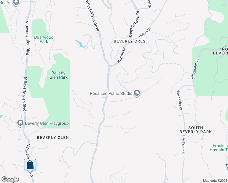 map of restaurants, bars, coffee shops, grocery stores, and more near 2350 Benedict Canyon Drive in Beverly Hills