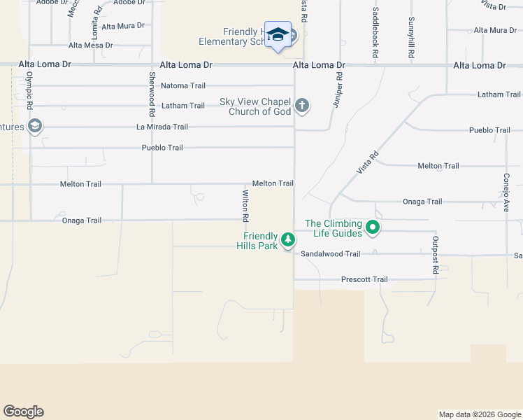 map of restaurants, bars, coffee shops, grocery stores, and more near 7677 Wilton Road in Joshua Tree