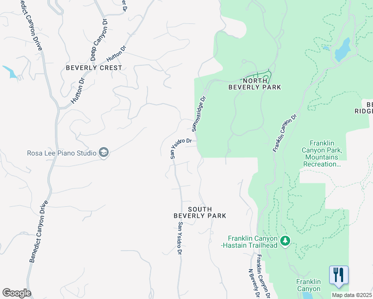 map of restaurants, bars, coffee shops, grocery stores, and more near 2189 Summitridge Drive in Beverly Hills