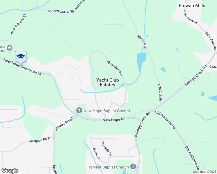 map of restaurants, bars, coffee shops, grocery stores, and more near 3762 Schooner Court in Acworth