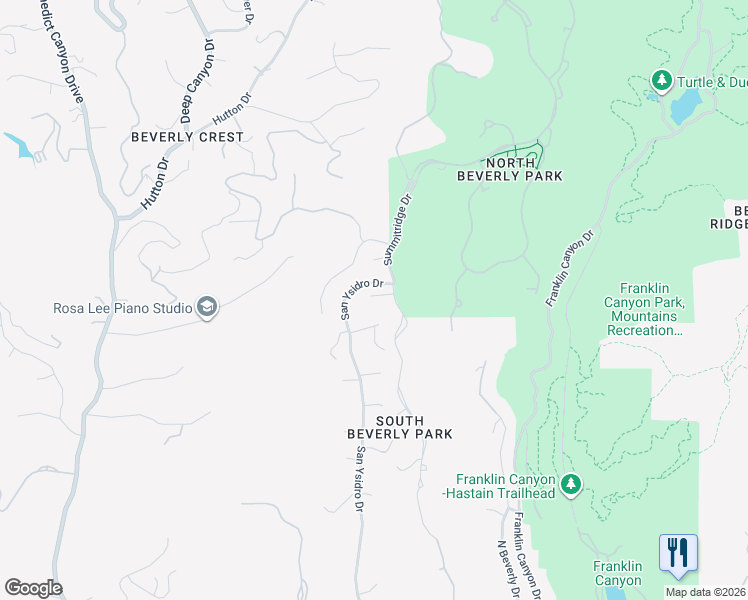 map of restaurants, bars, coffee shops, grocery stores, and more near 2189 Summitridge Drive in Beverly Hills