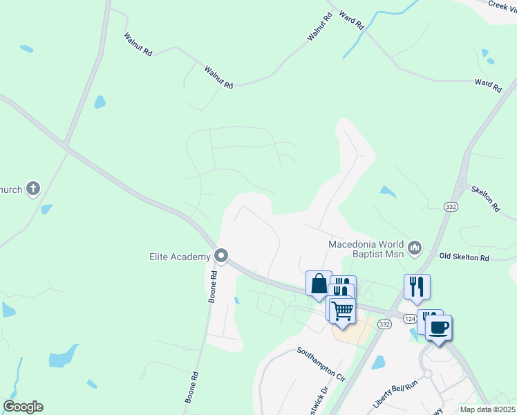 map of restaurants, bars, coffee shops, grocery stores, and more near 300 Olde Wick Trail in Hoschton