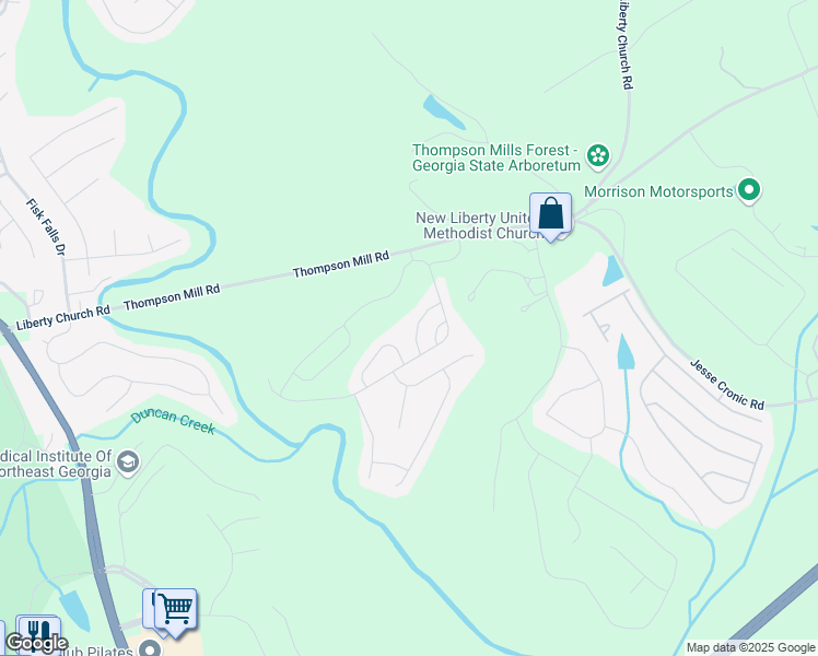 map of restaurants, bars, coffee shops, grocery stores, and more near 1268 Wesleyan Place in Braselton
