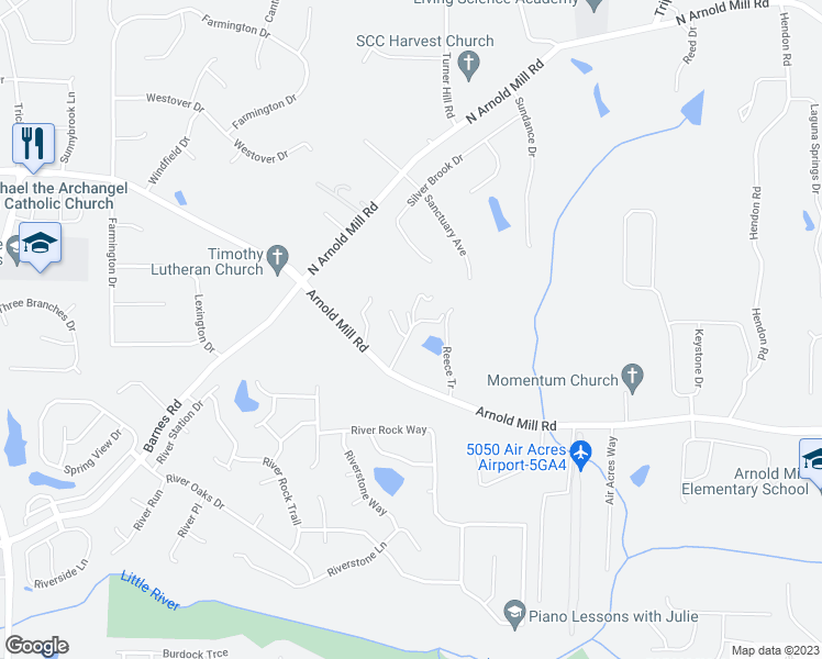 map of restaurants, bars, coffee shops, grocery stores, and more near 1255 Windy Knoll Road in Woodstock