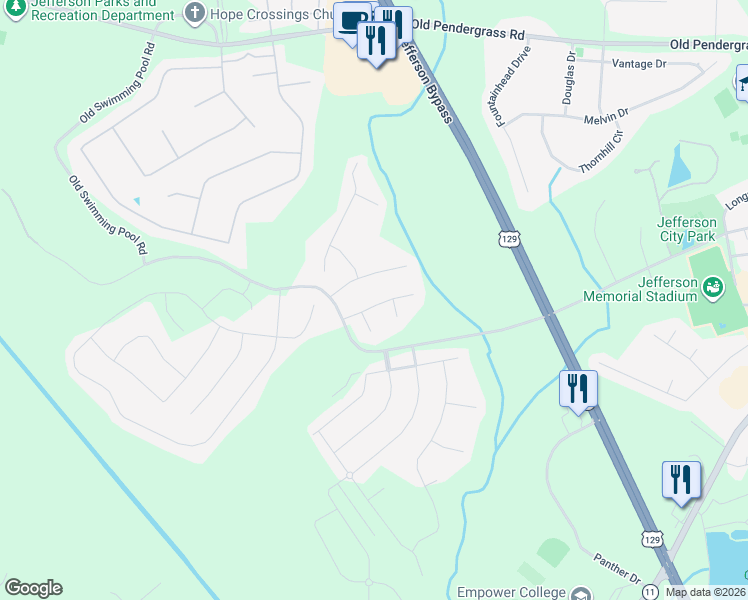 map of restaurants, bars, coffee shops, grocery stores, and more near 95 Jeffco Drive in Jefferson