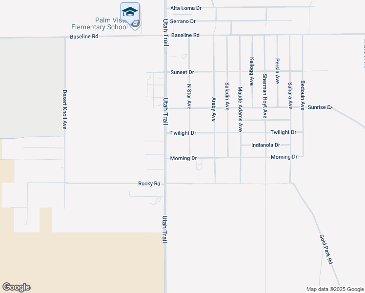 map of restaurants, bars, coffee shops, grocery stores, and more near 7770 North Star Avenue in Twentynine Palms