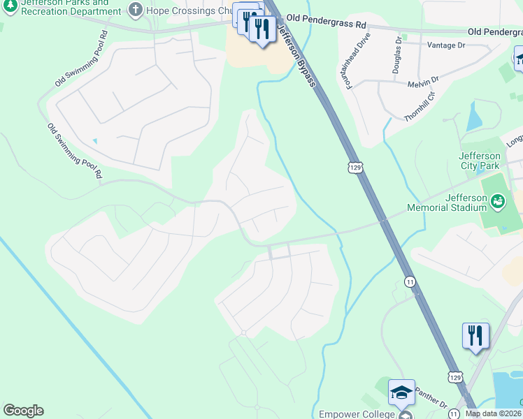 map of restaurants, bars, coffee shops, grocery stores, and more near 95 Jeffco Drive in Jefferson