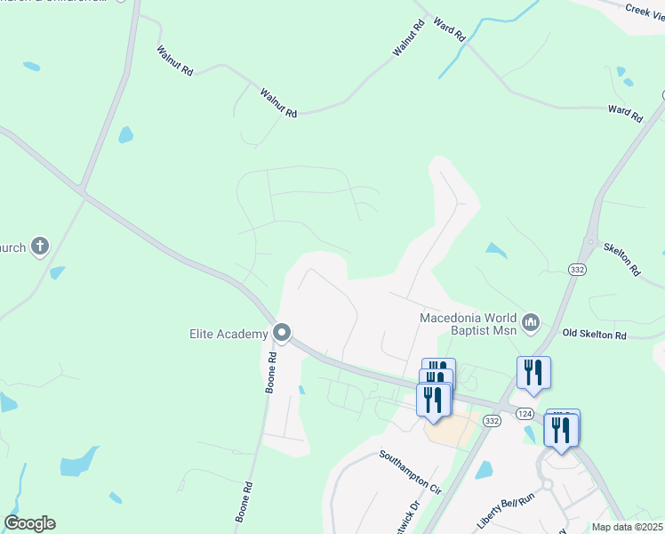 map of restaurants, bars, coffee shops, grocery stores, and more near 300 Olde Wick Trail in Hoschton