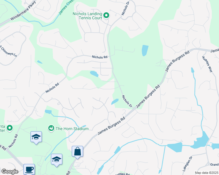 map of restaurants, bars, coffee shops, grocery stores, and more near 630 Cedar Creek Drive in Suwanee