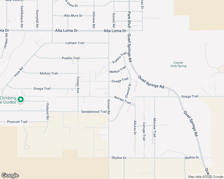 map of restaurants, bars, coffee shops, grocery stores, and more near 61716 Navajo Trail in Joshua Tree