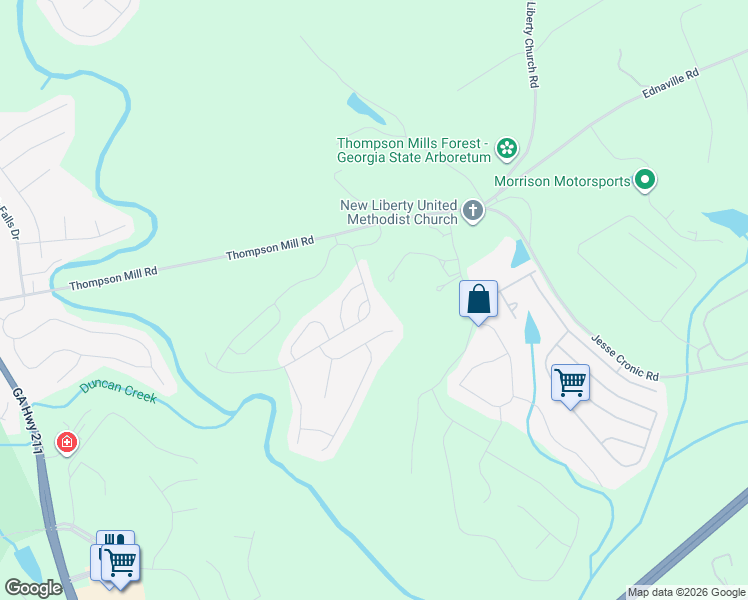 map of restaurants, bars, coffee shops, grocery stores, and more near 270 Broadmoor Drive in Braselton