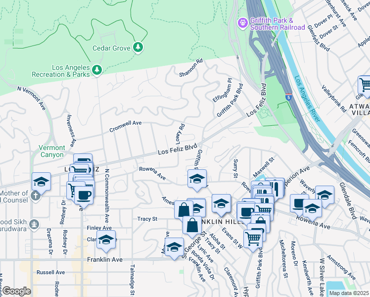 map of restaurants, bars, coffee shops, grocery stores, and more near 3930 Los Feliz Boulevard in Los Angeles