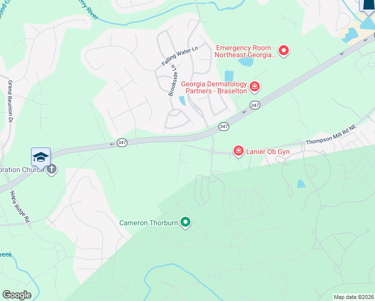 map of restaurants, bars, coffee shops, grocery stores, and more near 5757 Chateau Glen Drive in Hoschton