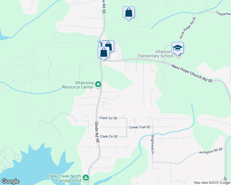 map of restaurants, bars, coffee shops, grocery stores, and more near 4527 April Lane in Acworth