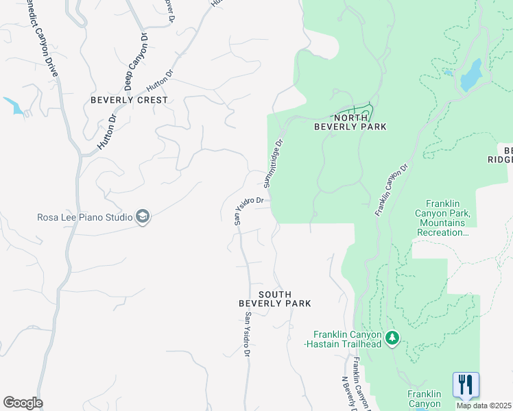 map of restaurants, bars, coffee shops, grocery stores, and more near 2189 Summitridge Drive in Beverly Hills