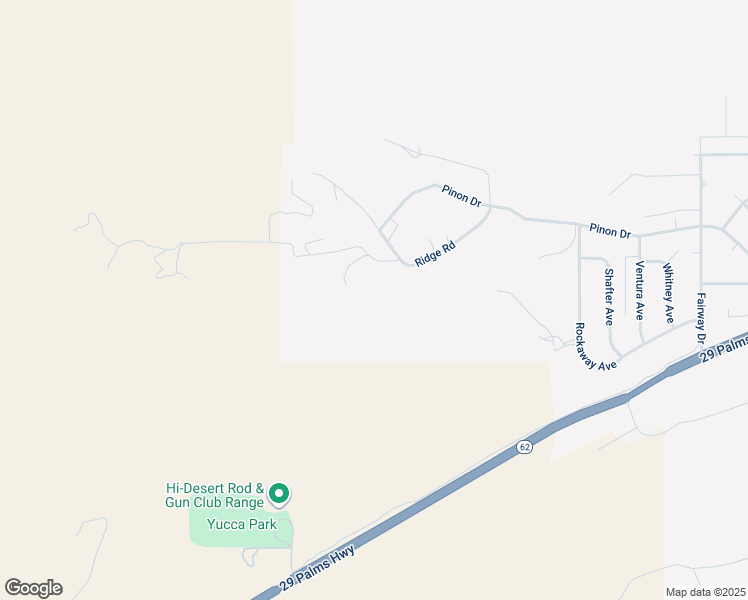 map of restaurants, bars, coffee shops, grocery stores, and more near 53935 Ridge Road in Yucca Valley