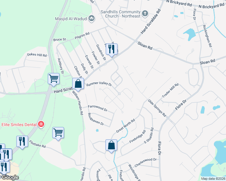 map of restaurants, bars, coffee shops, grocery stores, and more near 344 Summer Bend Road in Columbia