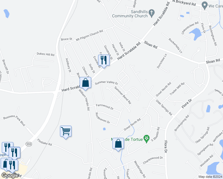 map of restaurants, bars, coffee shops, grocery stores, and more near 220 Summer Park Road in Columbia