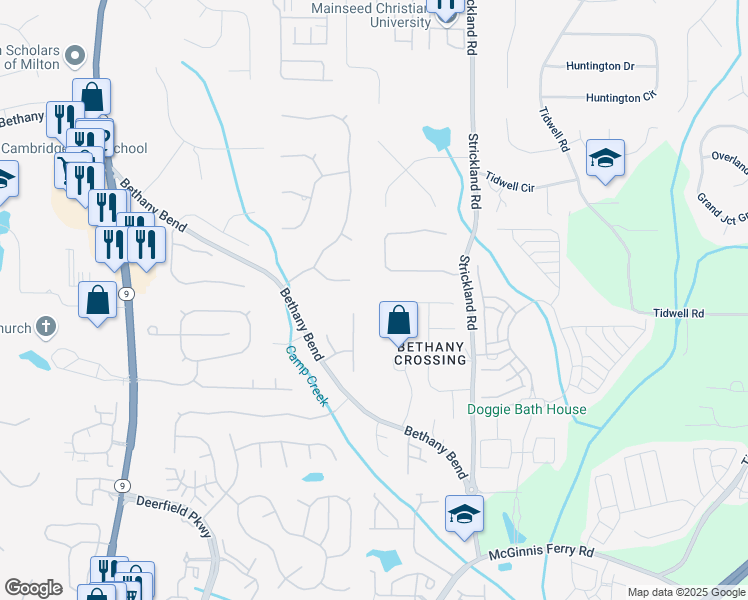 map of restaurants, bars, coffee shops, grocery stores, and more near 1375 Sonoma Chase in Alpharetta