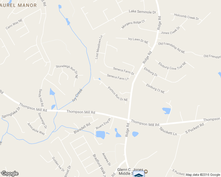 map of restaurants, bars, coffee shops, grocery stores, and more near Portico Run Drive Northeast in Buford