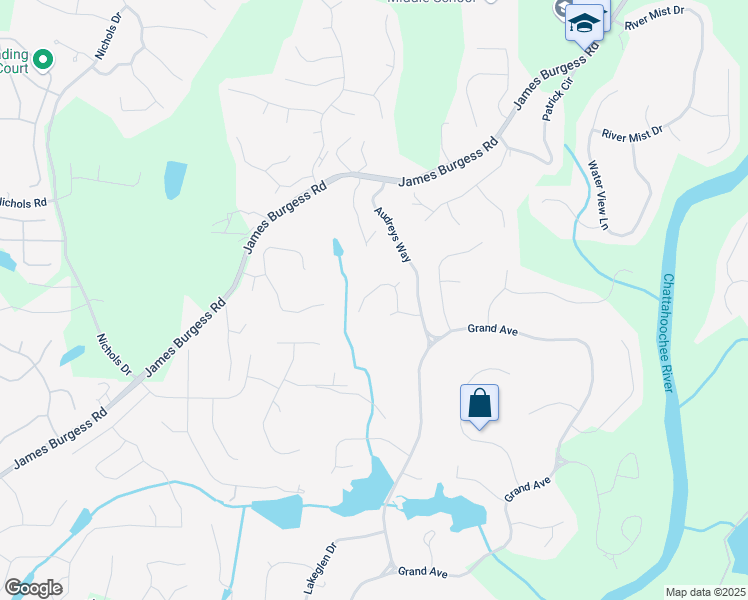 map of restaurants, bars, coffee shops, grocery stores, and more near 455 Firelite Lane in Suwanee