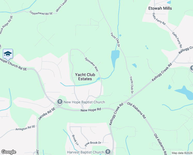 map of restaurants, bars, coffee shops, grocery stores, and more near 3725 Bowline Circle in Acworth
