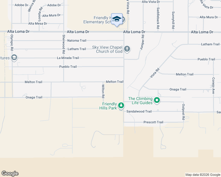 map of restaurants, bars, coffee shops, grocery stores, and more near 7670 Wilton Road in Joshua Tree
