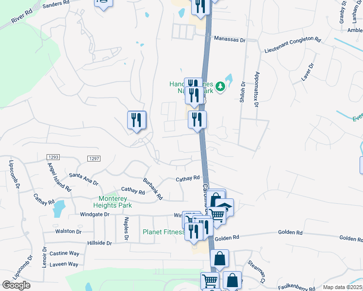 map of restaurants, bars, coffee shops, grocery stores, and more near 645 Condo Club Drive in Wilmington
