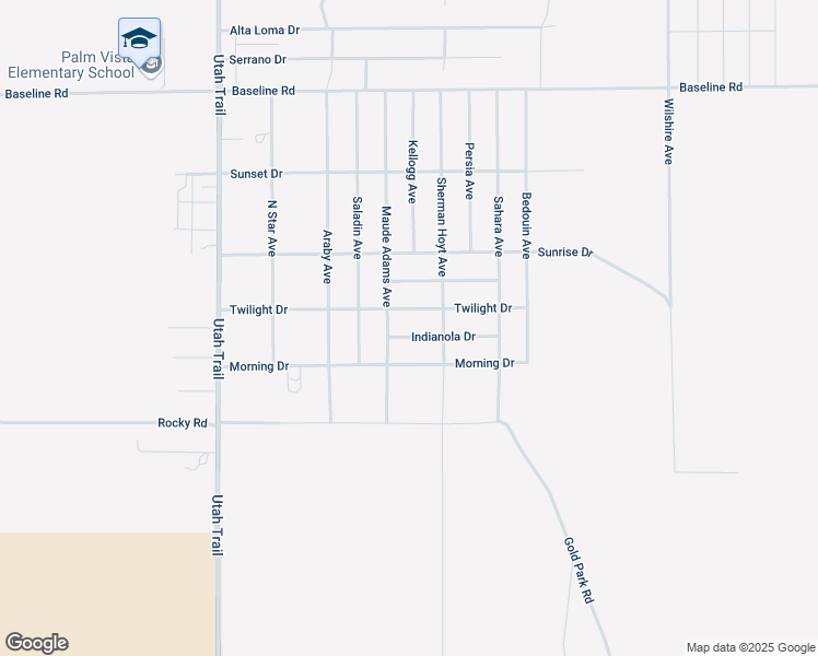 map of restaurants, bars, coffee shops, grocery stores, and more near 75000 Indianola Drive in Twentynine Palms