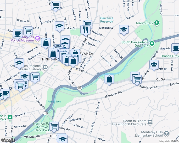 map of restaurants, bars, coffee shops, grocery stores, and more near 217 Thorne Street in Los Angeles