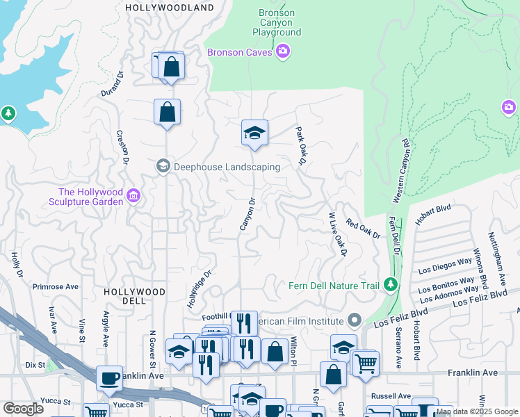 map of restaurants, bars, coffee shops, grocery stores, and more near 2413 Argosy Way in Los Angeles