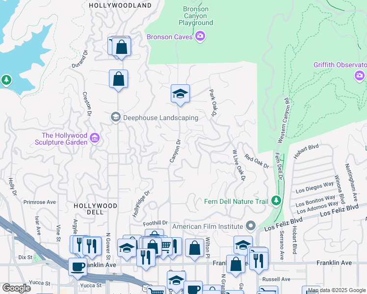 map of restaurants, bars, coffee shops, grocery stores, and more near 2413 Argosy Way in Los Angeles