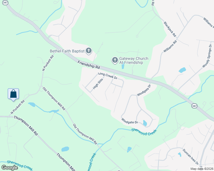 map of restaurants, bars, coffee shops, grocery stores, and more near 3411 High Shoals in Buford