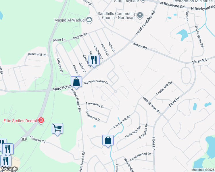 map of restaurants, bars, coffee shops, grocery stores, and more near 617 Summer Crest Road in Columbia