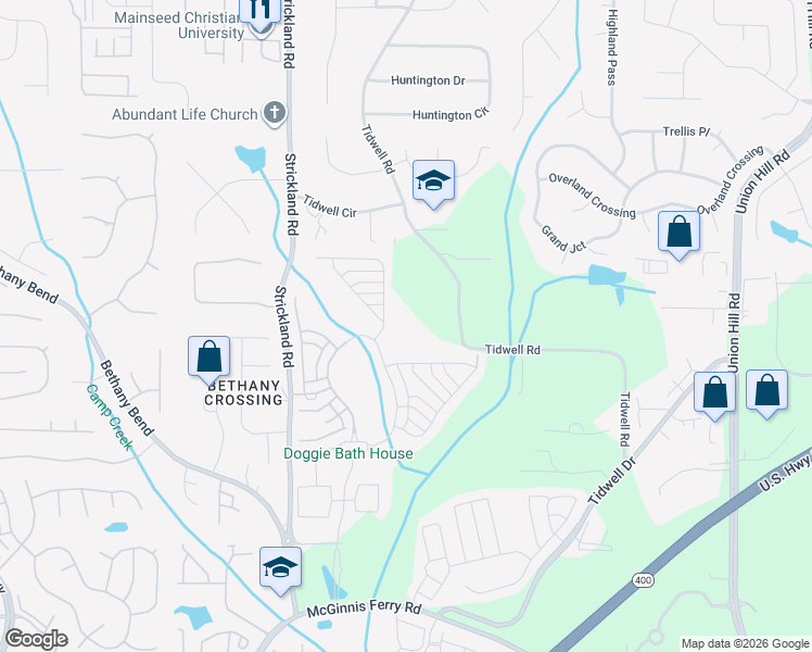 map of restaurants, bars, coffee shops, grocery stores, and more near 732 Tidwell Road in Alpharetta