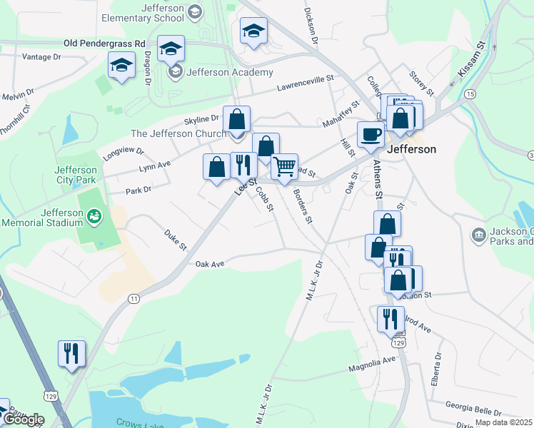 map of restaurants, bars, coffee shops, grocery stores, and more near 733 Epps Street in Jefferson
