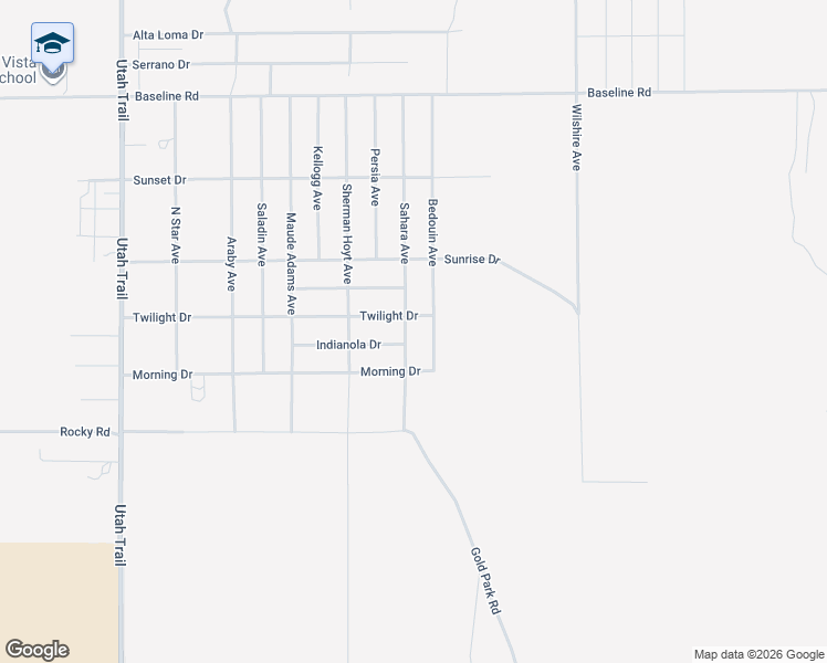 map of restaurants, bars, coffee shops, grocery stores, and more near 7725 Sahara Avenue in Twentynine Palms