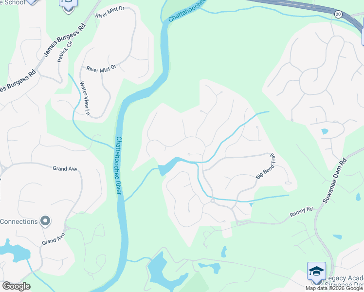 map of restaurants, bars, coffee shops, grocery stores, and more near 6095 Wild Timber Road in Sugar Hill