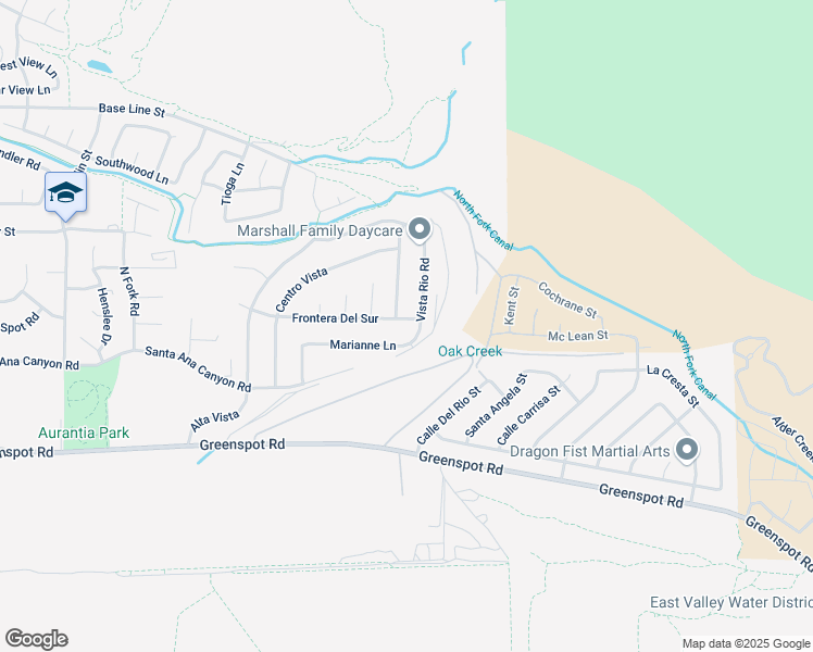 map of restaurants, bars, coffee shops, grocery stores, and more near 7669 Vista Rio Road in Highland